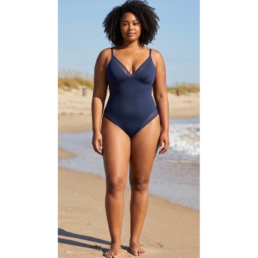 NEW TA3 Mesh One Piece Swimsuit Shapewear size 2X Midnight Blue